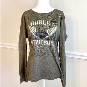 HARLEY-DAVIDSON Long Sleeve Gray Tee Size L
